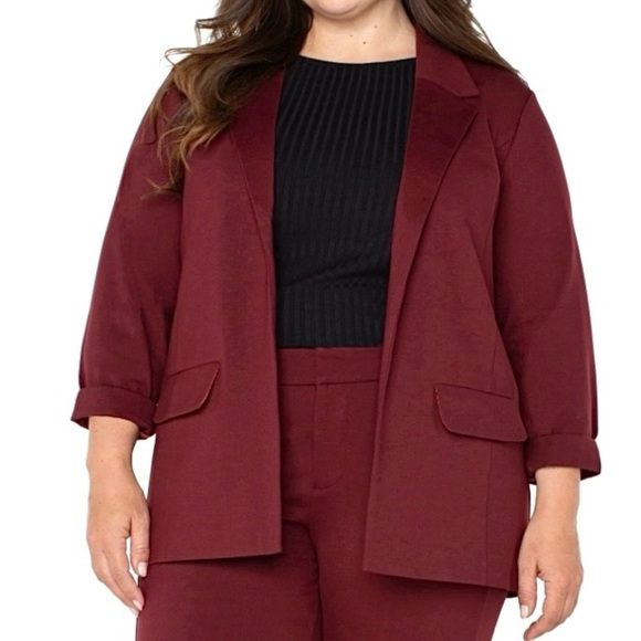 Liverpool Stitch Fix New Stretch Blazer Plus Size 3X Burgandy - Picture 3 of 16